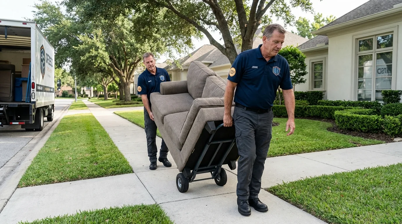 Local residential moving crew loading furniture in Wilton, ME
